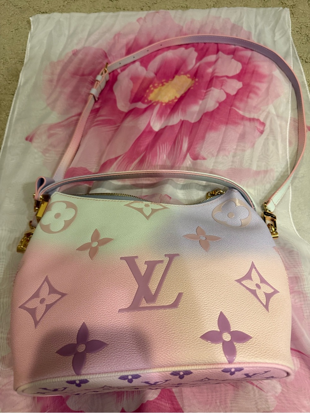 Pastel Gradient Monogram Shoulder Bag - Pink Lavender